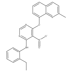 N-(2-Ethylphenyl)-6-[(2-methyl-8-quinolinyl)oxy]-5-nitro-4-pyrimidinamine Structure