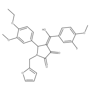 (4E)-5-(4-ethoxy-3-methoxyphenyl)-4-[(3-fluoro-4-methoxyphenyl)-hydroxymethylidene]-1-(furan-2-ylmethyl)pyrrolidine-2,3-dione Structure