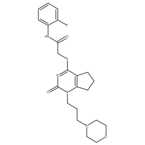 N-(2-fluorophenyl)-2-((1-(3-morpholinopropyl)-2-oxo-2,5,6,7-tetrahydro-1H-cyclopenta[d]pyrimidin-4-yl)thio)acetamide结构式