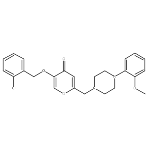 5-((2-chlorobenzyl)oxy)-2-((4-(2-methoxyphenyl)piperazin-1-yl)methyl)-4H-pyran-4-one结构式