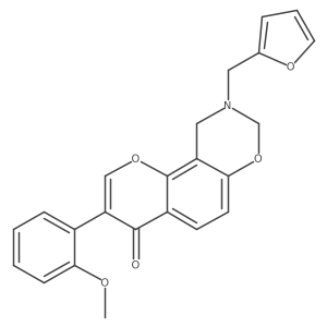 9-(furan-2-ylmethyl)-3-(2-methoxyphenyl)-9,10-dihydrochromeno[8,7-e][1,3]oxazin-4(8H)-one结构式