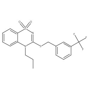 4-propyl-3-((3-(trifluoromethyl)benzyl)thio)-4H-benzo[e][1,2,4]thiadiazine 1,1-dioxide结构式