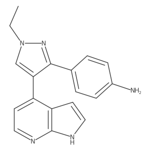 4-[1-ethyl-4-(1H-pyrrolo[2,3-b]pyridin-4-yl)-1H-pyrazol-3-yl]aniline结构式