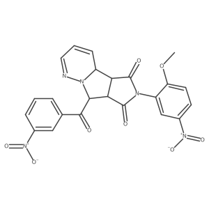 (1S,2R,6S,7R)-4-(2-methoxy-5-nitrophenyl)-7-(3-nitrobenzoyl)-4,8,9-triazatricyclo[6.4.0.02,6]dodeca-9,11-diene-3,5-dione结构式