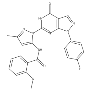 N-(1-(1-(4-fluorophenyl)-4-oxo-4,5-dihydro-1H-pyrazolo[3,4-d]pyrimidin-6-yl)-3-methyl-1H-pyrazol-5-yl)-2-(methylthio)benzamide Structure