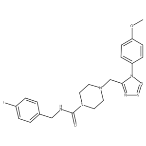 COc1ccc(-n2nnnc2CN2CCN(C(=O)NCc3ccc(F)cc3)CC2)cc1结构式