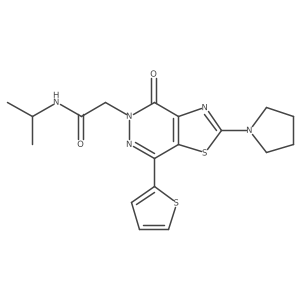 CC(C)NC(=O)Cn1nc(-c2cccs2)c2sc(N3CCCC3)nc2c1=O结构式