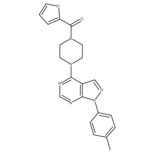 (4-(1-(4-fluorophenyl)-1H-pyrazolo[3,4-d]pyrimidin-4-yl)piperazin-1-yl)(furan-2-yl)methanone Structure