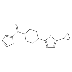 (4-(5-Cyclopropyl-1,3,4-oxadiazol-2-yl)piperidin-1-yl)(thiophen-2-yl)methanone Structure