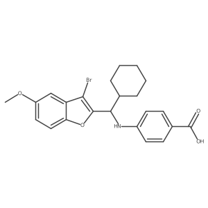 4-([(3-Bromo-5-methoxy-1-benzofuran-2-yl)(cyclohexyl)methyl]amino}benzoic acid结构式