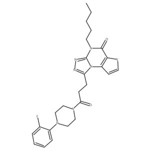 12-{3-[4-(2-Fluorophenyl)piperazin-1-yl]-3-oxopropyl}-8-pentyl-5-thia-1,8,10,11-tetraazatricyclo[7.3.0.0^{2,6}]dodeca-2(6),3,9,11-tetraen-7-one Structure