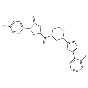 1-(4-Chlorophenyl)-4-(3-(5-(2-fluorophenyl)-1,3,4-thiadiazol-2-yl)piperidine-1-carbonyl)pyrrolidin-2-one Structure