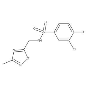 3-chloro-4-fluoro-N-((3-methyl-1,2,4-oxadiazol-5-yl)methyl)benzenesulfonamide结构式
