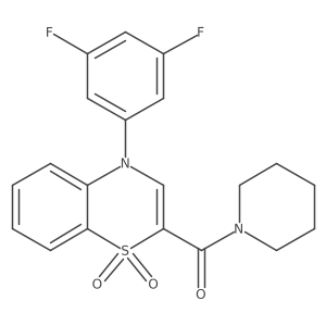 (4-(3,5-difluorophenyl)-1,1-dioxido-4H-benzo[b][1,4]thiazin-2-yl)(piperidin-1-yl)methanone结构式