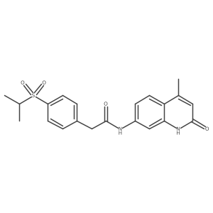 2-(4-(isopropylsulfonyl)phenyl)-N-(4-methyl-2-oxo-1,2-dihydroquinolin-7-yl)acetamide结构式