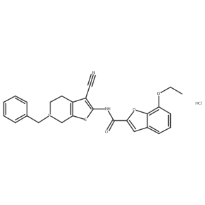 N-(6-benzyl-3-cyano-4,5,6,7-tetrahydrothieno[2,3-c]pyridin-2-yl)-7-ethoxybenzofuran-2-carboxamide hydrochloride Structure