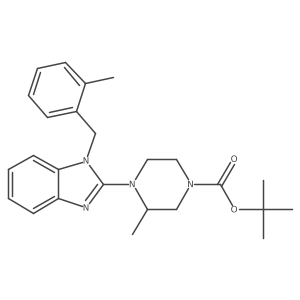 tert-Butyl 3-methyl-4-(1-(2-methylbenzyl)-1H-benzo[d]imidazol-2-yl)piperazine-1-carboxylate结构式