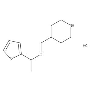 4-((1-(Thiophen-2-yl)ethoxy)methyl)piperidine hydrochloride结构式