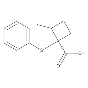 2-Methyl-1-(phenylsulfanyl)cyclobutane-1-carboxylic acid结构式