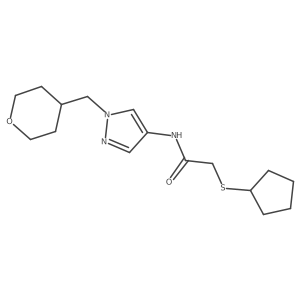 2-(cyclopentylthio)-N-(1-((tetrahydro-2H-pyran-4-yl)methyl)-1H-pyrazol-4-yl)acetamide Structure