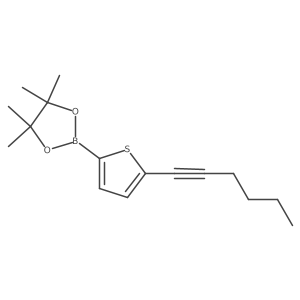 2-(5-Hex-1-ynylthiophen-2-yl)-4,4,5,5-tetramethyl-1,3,2-dioxaborolane结构式