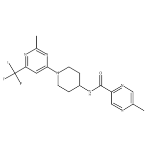 5-methyl-N-(1-(2-methyl-6-(trifluoromethyl)pyrimidin-4-yl)piperidin-4-yl)pyrazine-2-carboxamide结构式