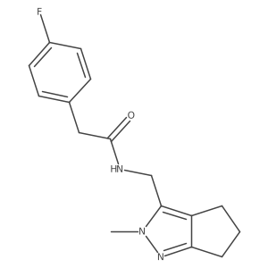 2-(4-fluorophenyl)-N-((2-methyl-2,4,5,6-tetrahydrocyclopenta[c]pyrazol-3-yl)methyl)acetamide结构式