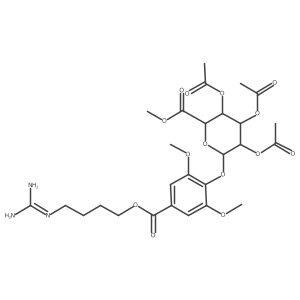 (2s,3r,4s,5s,6s)-2-(4-((4-Guanidinobutoxy)carbonyl)-2,6-dimethoxyphenoxy)-6-(methoxycarbonyl)tetrahydro-2h-pyran-3,4,5-triyl triacetate结构式