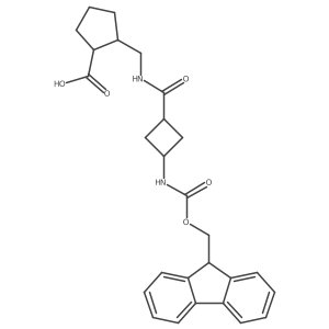 2-({[3-({[(9H-fluoren-9-yl)methoxy]carbonyl}amino)cyclobutyl]formamido}methyl)cyclopentane-1-carboxylic acid Structure