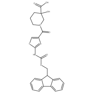 1-[2-({[(9H-fluoren-9-yl)methoxy]carbonyl}amino)-1,3-thiazole-4-carbonyl]-3-hydroxypiperidine-3-carboxylic acid Structure