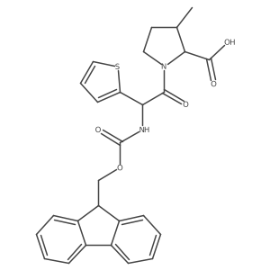 1-[2-({[(9H-fluoren-9-yl)methoxy]carbonyl}amino)-2-(thiophen-2-yl)acetyl]-3-methylpyrrolidine-2-carboxylic acid结构式