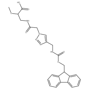 3-(2-{4-[({[(9H-fluoren-9-yl)methoxy]carbonyl}amino)methyl]-1H-1,2,3-triazol-1-yl}acetamido)-2-methoxypropanoic acid结构式