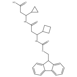 3-[3-cyclobutyl-3-({[(9H-fluoren-9-yl)methoxy]carbonyl}amino)propanamido]-3-cyclopropylpropanoic acid Structure