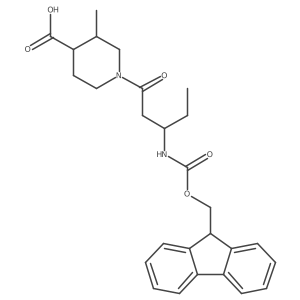 1-[3-({[(9H-fluoren-9-yl)methoxy]carbonyl}amino)pentanoyl]-3-methylpiperidine-4-carboxylic acid结构式