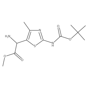 Methyl 2-amino-2-(2-{[(tert-butoxy)carbonyl]amino}-4-methyl-1,3-thiazol-5-yl)acetate结构式