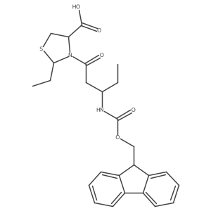 2-ethyl-3-[(3R)-3-({[(9H-fluoren-9-yl)methoxy]carbonyl}amino)pentanoyl]-1,3-thiazolidine-4-carboxylic acid结构式
