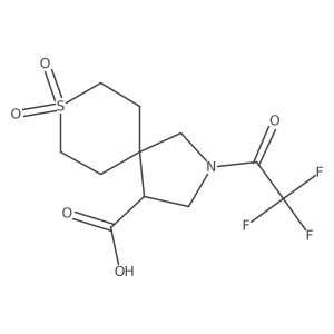 8,8-Dioxo-2-(2,2,2-trifluoroacetyl)-8lambda6-thia-2-azaspiro[4.5]decane-4-carboxylic acid结构式