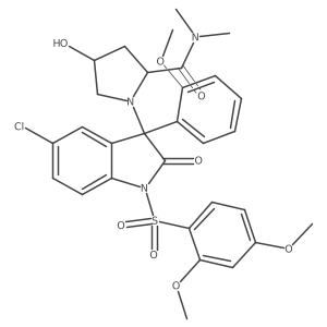 (-)-1-[5-Chloro-1-(2,4-dimethoxyphenylsulfonyl)-3-(2-methoxyphenyl)-2-oxo-2,3-dihydro-1H-indol-3-yl]-4(R)-hydroxy-L-proline N,N-dimethylamide结构式