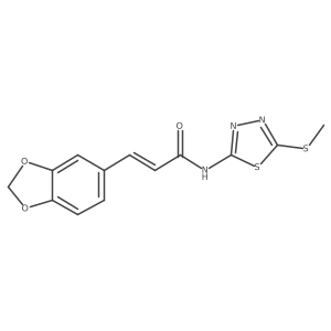 (Z)-3-(benzo[d][1,3]dioxol-5-yl)-N-(5-(methylthio)-1,3,4-thiadiazol-2-yl)acrylamide结构式