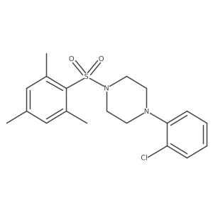 Cc1cc(C)c(S(=O)(=O)N2CCN(c3ccccc3Cl)CC2)c(C)c1结构式
