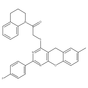 1-(3,4-dihydroquinolin-1(2H)-yl)-2-((2-(4-fluorophenyl)-7-methyl-5H-chromeno[2,3-d]pyrimidin-4-yl)thio)ethanone Structure