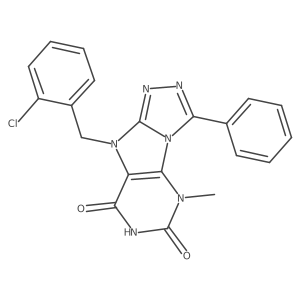 9-[(2-chlorophenyl)methyl]-5-methyl-3-phenyl-5H,6H,7H,8H,9H-[1,2,4]triazolo[3,4-h]purine-6,8-dione结构式