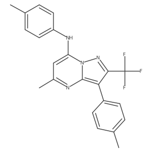 5-methyl-N,3-bis(4-methylphenyl)-2-(trifluoromethyl)pyrazolo[1,5-a]pyrimidin-7-amine Structure