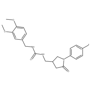 1-(3,4-Dimethoxybenzyl)-3-((1-(4-fluorophenyl)-5-oxopyrrolidin-3-yl)methyl)urea结构式