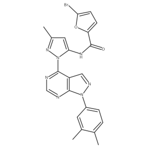 5-bromo-N-(1-(1-(3,4-dimethylphenyl)-1H-pyrazolo[3,4-d]pyrimidin-4-yl)-3-methyl-1H-pyrazol-5-yl)furan-2-carboxamide结构式