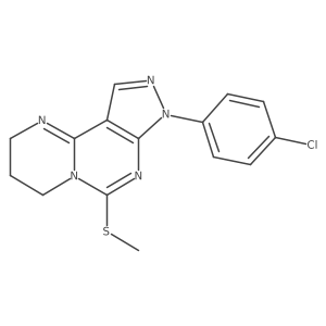 8-(4-Chlorophenyl)-6-(methylsulfanyl)-2,3,4,8-tetrahydropyrazolo[4,3-e]pyrimido[1,2-c]pyrimidine Structure