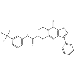 2-({3-ethyl-4-oxo-7-phenyl-3H,4H-thieno[3,2-d]pyrimidin-2-yl}sulfanyl)-N-[3-(trifluoromethyl)phenyl]acetamide结构式
