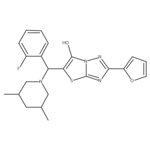 5-((3,5-Dimethylpiperidin-1-yl)(2-fluorophenyl)methyl)-2-(furan-2-yl)thiazolo[3,2-b][1,2,4]triazol-6-ol Structure
