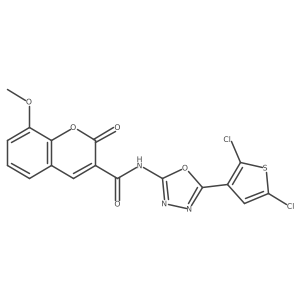 N-(5-(2,5-dichlorothiophen-3-yl)-1,3,4-oxadiazol-2-yl)-8-methoxy-2-oxo-2H-chromene-3-carboxamide结构式