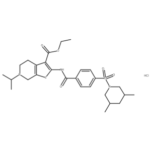 Ethyl 2-(4-((3,5-dimethylpiperidin-1-yl)sulfonyl)benzamido)-6-isopropyl-4,5,6,7-tetrahydrothieno[2,3-c]pyridine-3-carboxylate hydrochloride Structure